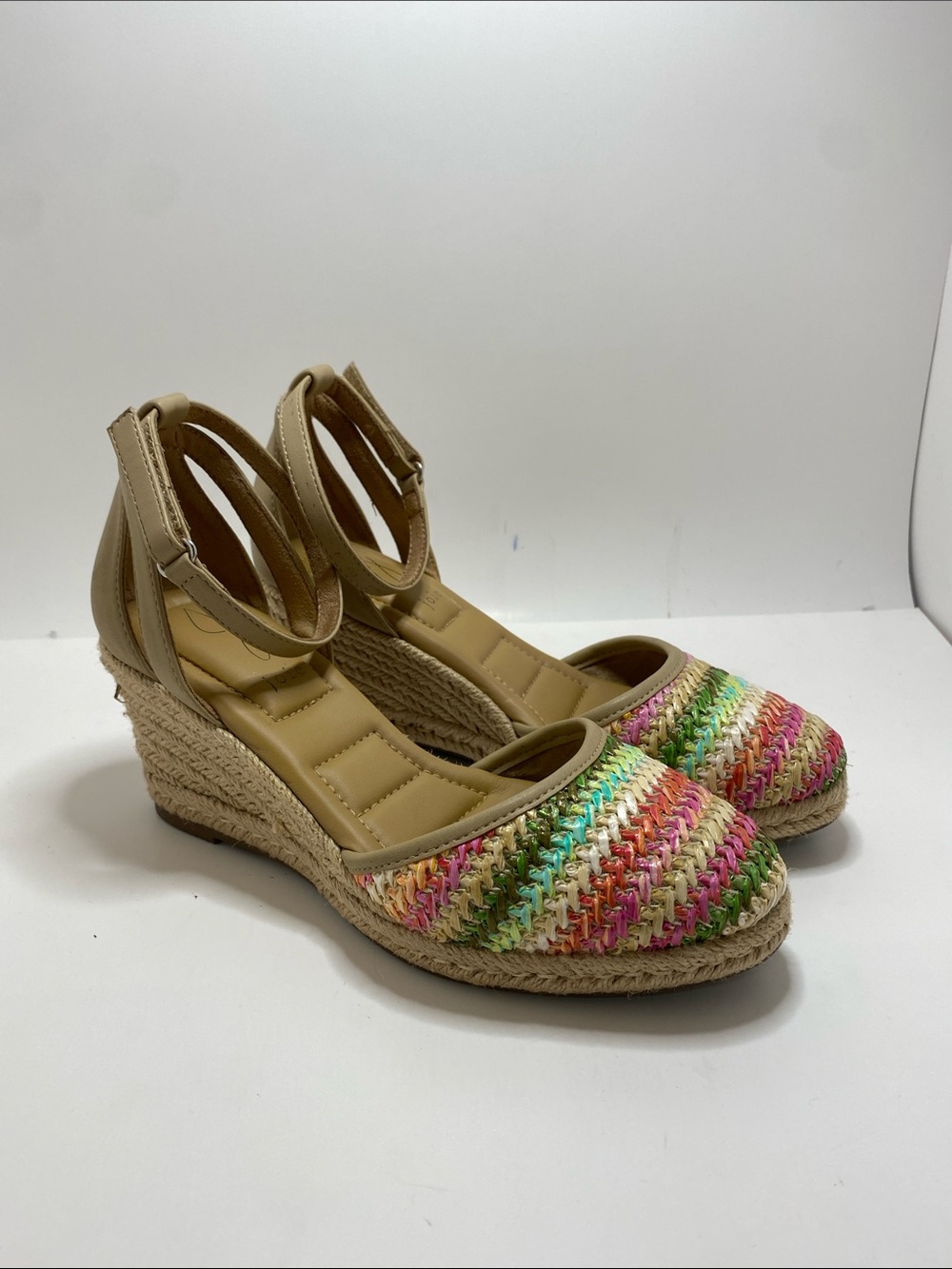 Joie Multicolor Woven Espadrille Wedge Sandals Size 6.5